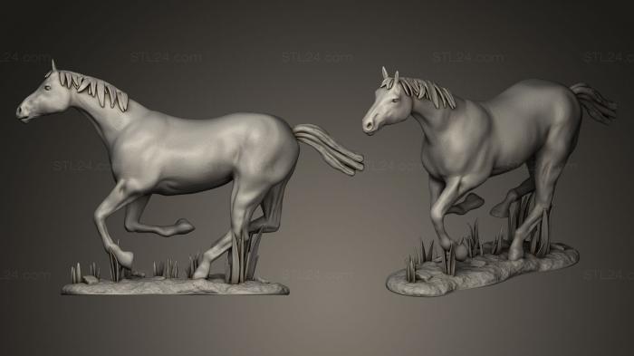 Статуэтки животных (Скачущая лошадь, STKJ_0049) 3D модель для ЧПУ станка